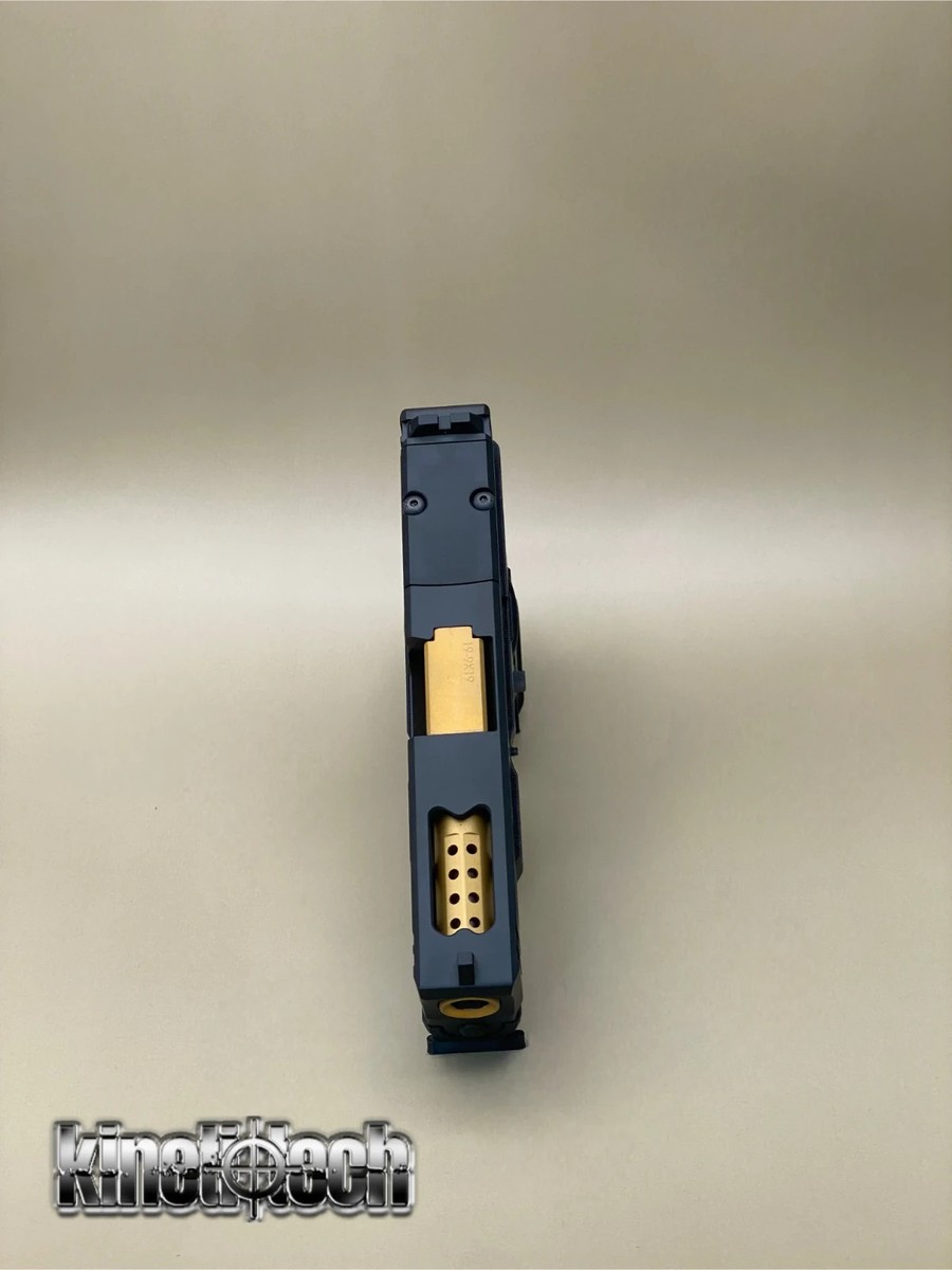 For Glock 45 Gen 5 Black LWP Complete Slide RMR Cut w/ Gold Ported