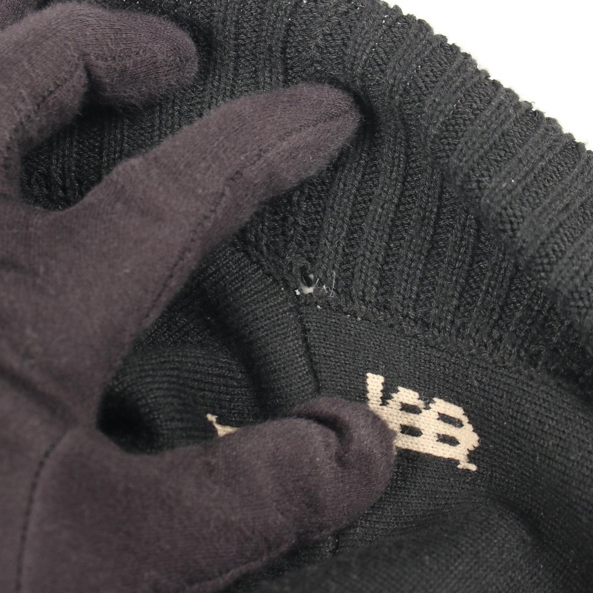 BURBERRY TB Logo V-Neck Cardigan Knitwear 8021032 Wool Black Beige