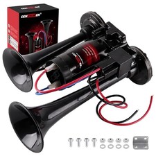 Universal 12V Air Horn Kit for Car/Truck with All-in-One Air Compressor Black