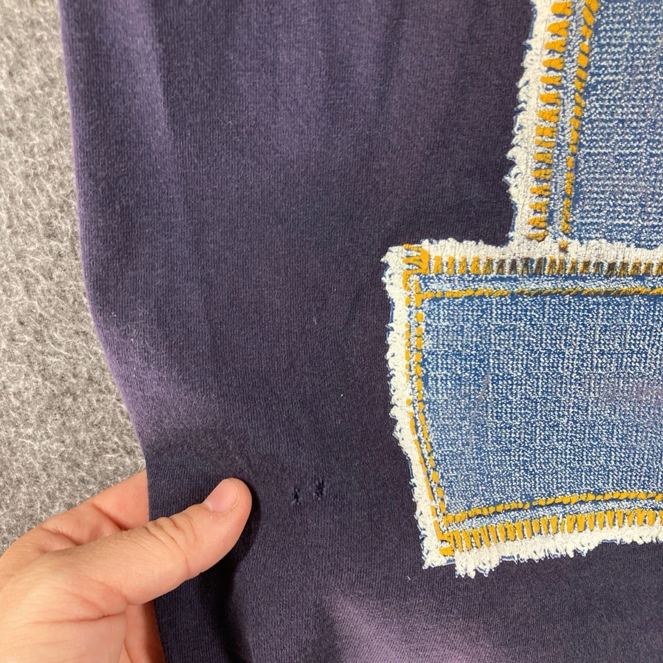 Vintage años 90 C.B. Camiseta MESS 2XL Azul Marino Denim Gráfico Camiseta Hip Hop Streetwear Foto 3 de 4