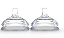 2 Pack Silicone Replacement Nipple, Slow Flow Clear, 0-3 Months