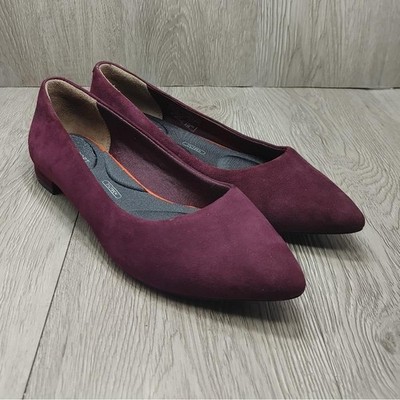 Rockport Pointed Ballet Flats Total Motion Truteck H79557 Purple Suede 6.5