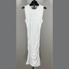 NEW Ann Taylor Dress Womens XS gray fitted ruched midi