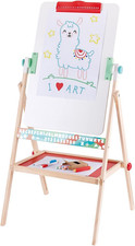 Double-Sided Kids Easel with Chalkboard, Whiteboard, and Art Supplies