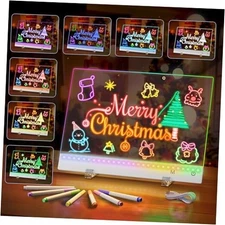 LED Note Board with Colors, Rechargeable LED Drawing Board with 7 Markers, 5 