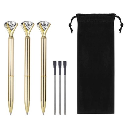 Diamond Pens Metal Ballpoint Pen with Big Diamonds on Top,Fun Fancy Crystal D...