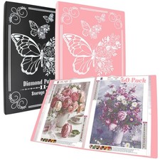 ZYNERY 2 Pack A3 Diamond Painting Storage Book, 60 Pages Art Portfolio Diamon...