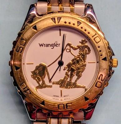 Wrangler Quartz Analog 2-Tone Stainless Bracelet Watch White Dial Western YEEHA!