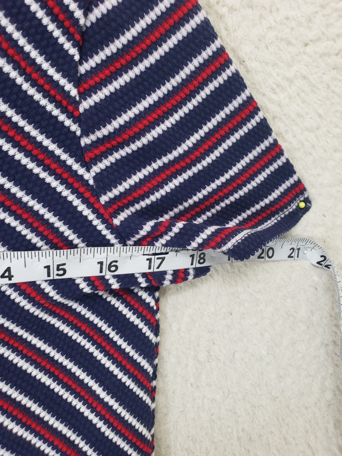 Zara Trafaluc Women Top Small Blue Striped Cotton Blend Short Sleeve Cropped Fit