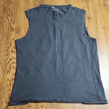 Men's Dark Gray Sleeveless V-Neck Tank Top Activewear Pullover Solid