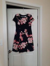 jessica howard dress Navy Blue Pink Floral Knee-length Short Sleeve Size 12