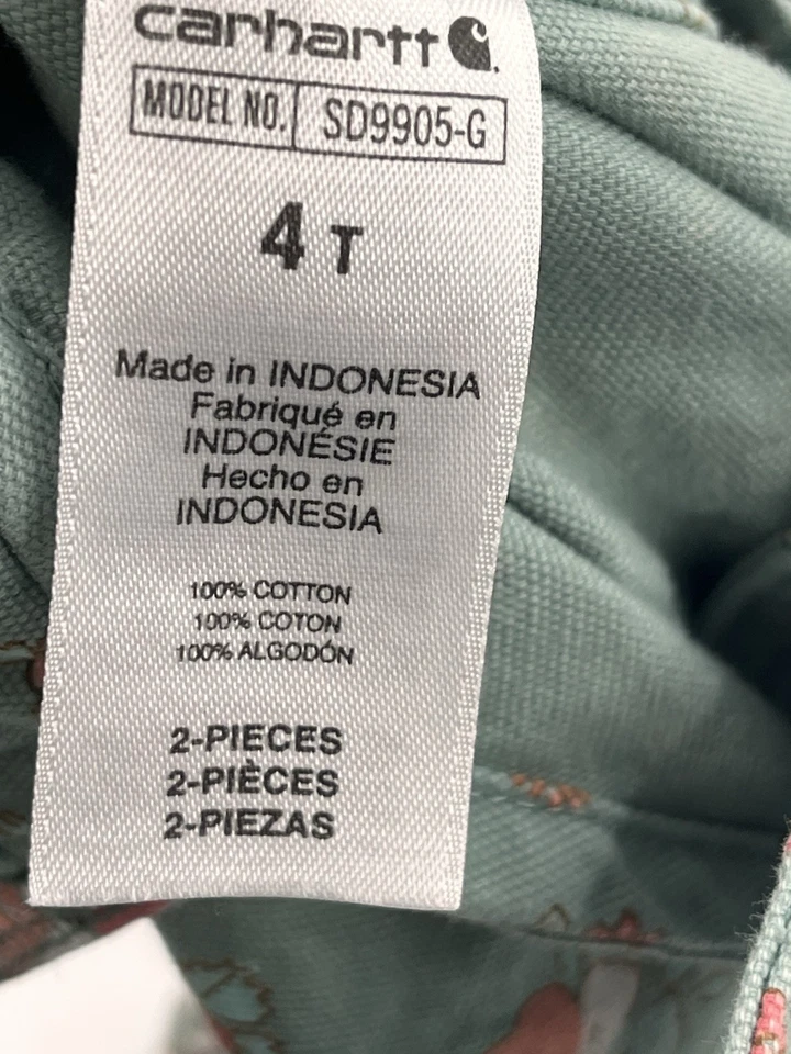 CARHARTT девочки зеленый цветочный оборки плеча комбинезон 4T - Изображение 3 из 4