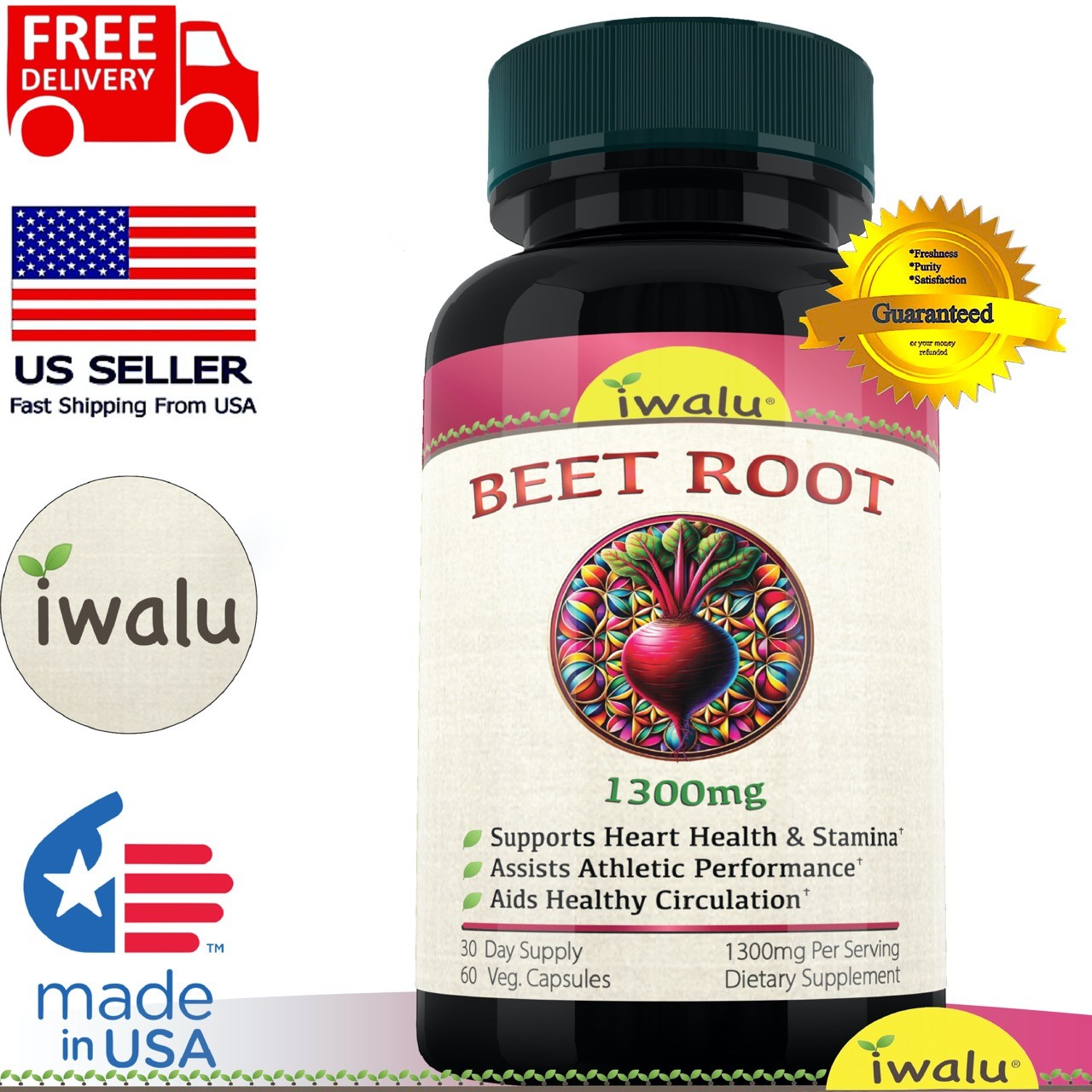 The Best Beet Supplement - Organic Beet Root Pills - iwalu (official) SHIPS FREE