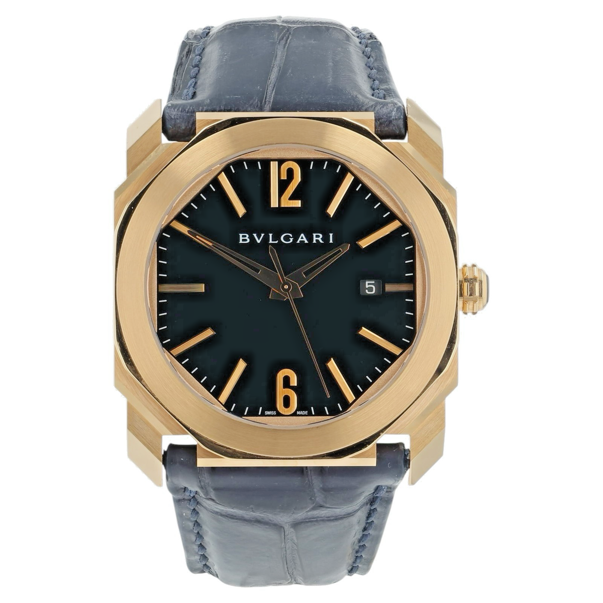 Bulgari Octo 18k Rose Gold Black Dial 41mm Automatic Mens Watch
