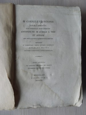 M. Cornelii Frontonis. Unveröffentlichte Oper cum epistolis regis typis pars altera 1815