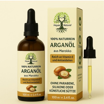 Marokkanisches Arganöl 100ml für Haare, Bart, Haut und Nägel 100% Bio - Vegan