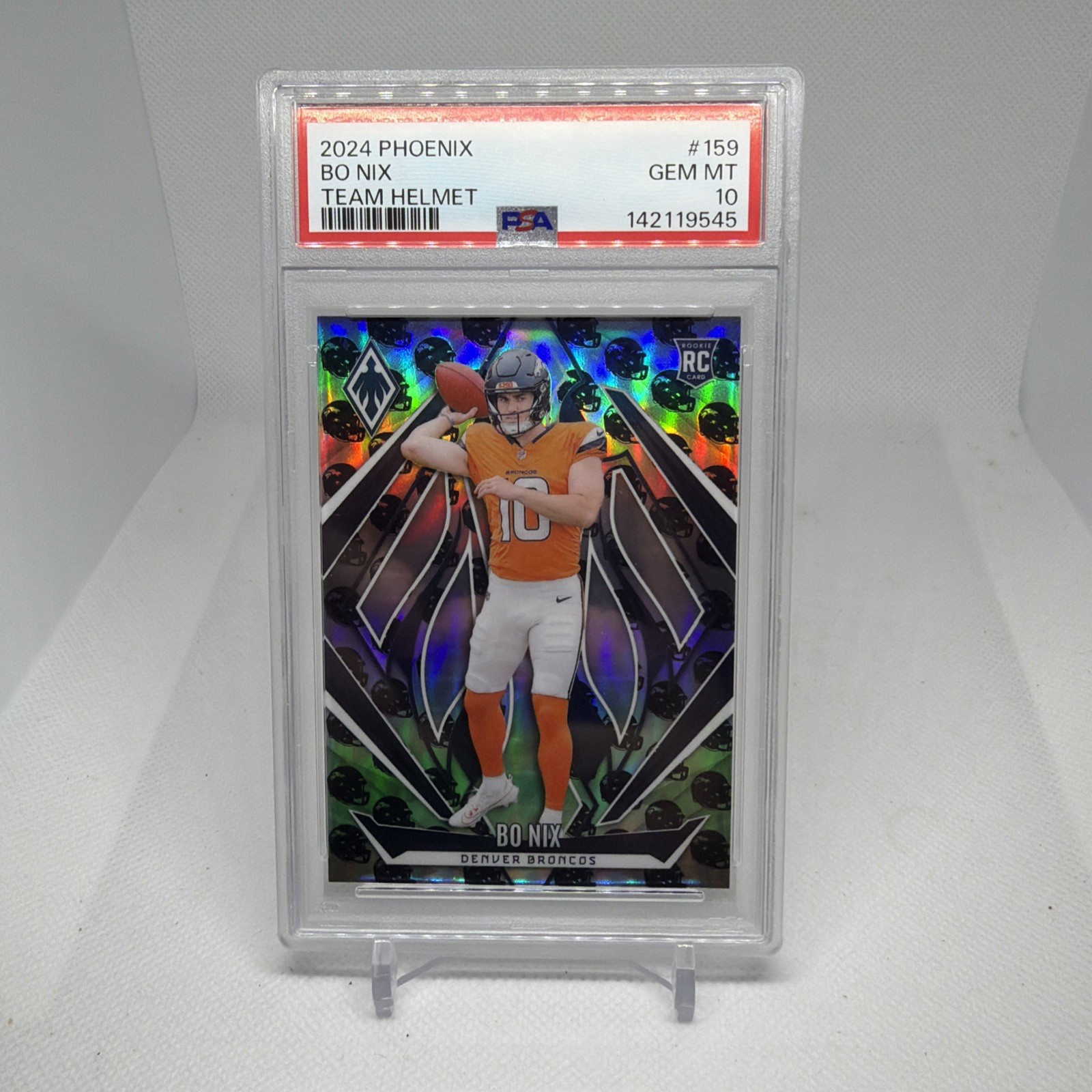 2024 Panini Phoenix - Rookies Bo Nix #159 Team Helmet /399 (RC) PSA 10 POP 10