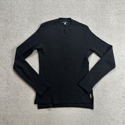ARMANI JEANS Damen Pullover XL Wolle Sweater Strickpullover Logo 17200 Schwarz