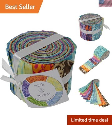 Indonesian  Batik Cotton Jelly Roll - 20 Vibrant Dreams Strips 2.5''x44''