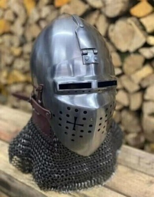Helm 14 Gauge Stahl Mittelalter Roa Bascinet Helmet SCA Knight Armor Chainmail