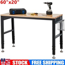 60" Adjustable Work Bench Heavy Duty Worktable for Workshop Garage 2000 Lbs Load