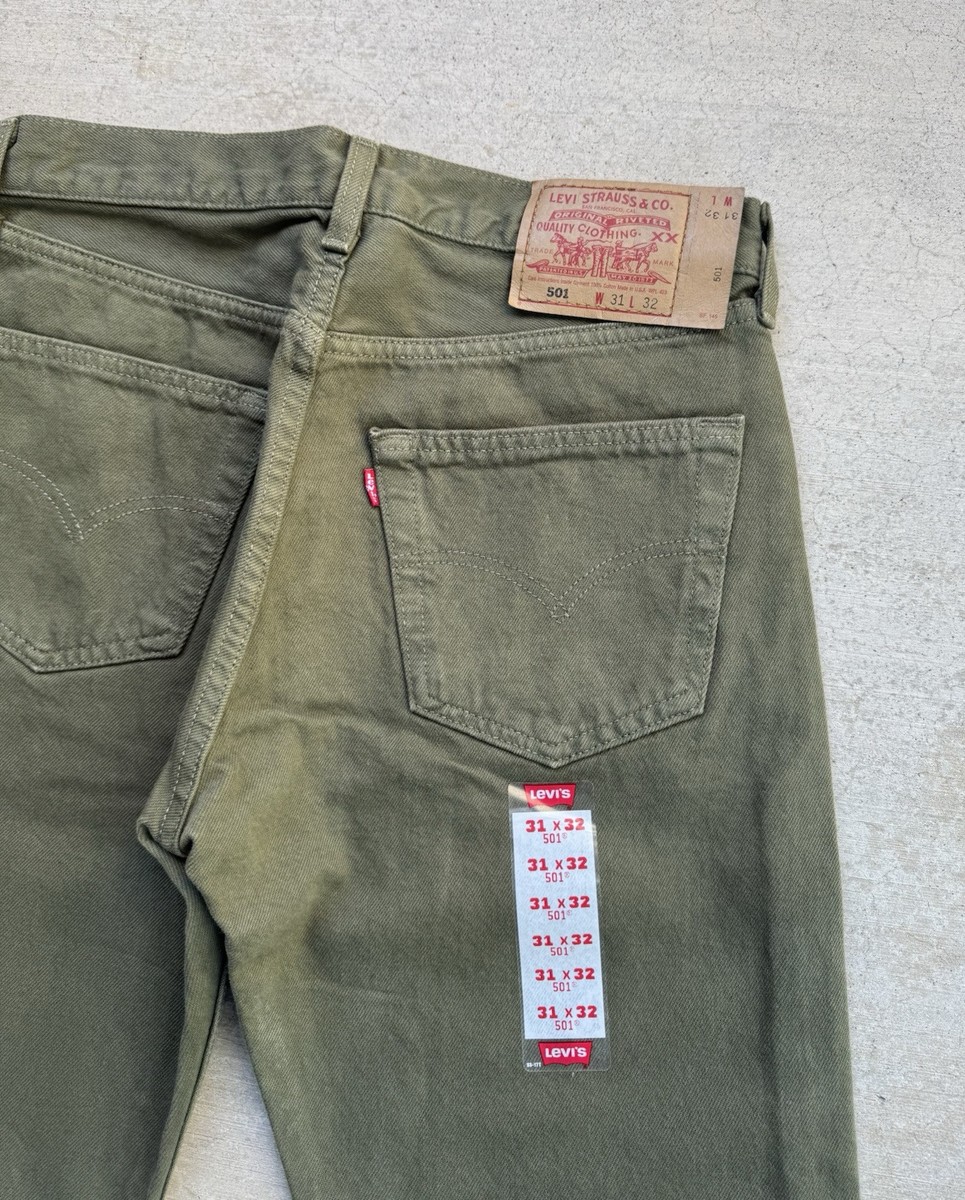 Vintage Levis Jeans 31x32 Green 501 Button Fly Straight Denim