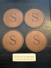 Clayton & Crume Leather Coaster Set Of 4 LETTER S