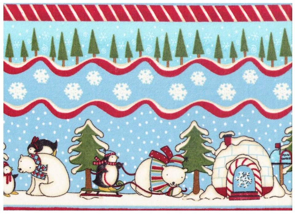 Debbie Mumm Polar Pals Stripe Flannel Fabric bty PRICE REDUCED - Image 2 of 2