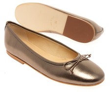 RIVA PEWTER LEATHER BALLERINA