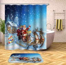 Carriage In The Snow 3D Shower Curtain Polyester Bathroom Decor Waterproof