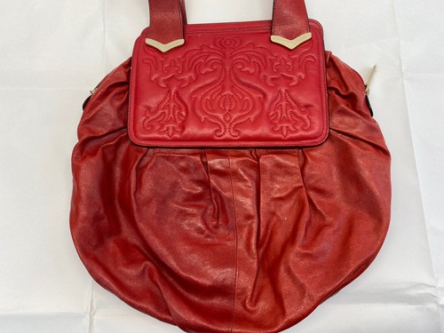 Cromia Red Leather Shoulder Bag Purse Made In Italy Quilted - Picture 2 of 20