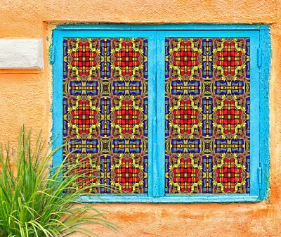 3D Muster Block C886 Fenster Film Drucken Aufkleber Haftendes Buntglas UV Sinsin