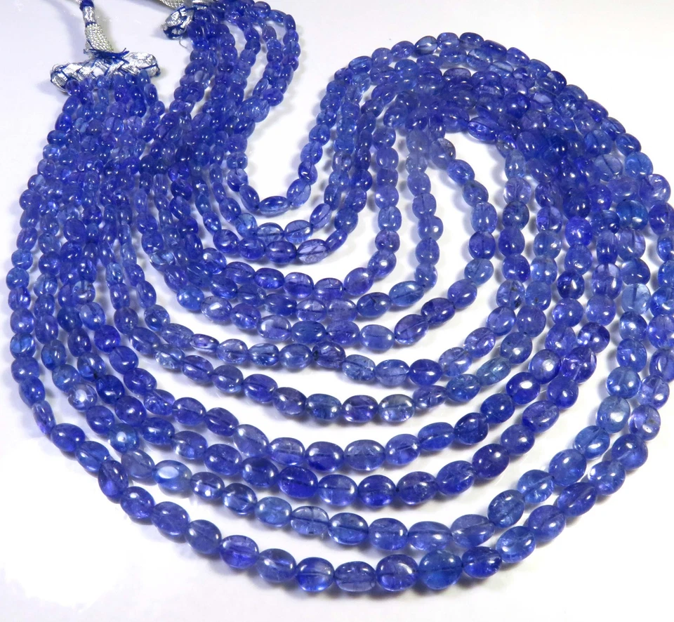 AAA+ Natural Blue Tanzanite Oval Smooth Gemstone Beads 5-9mm 4-18inches GV-4297 - Image 3 of 4