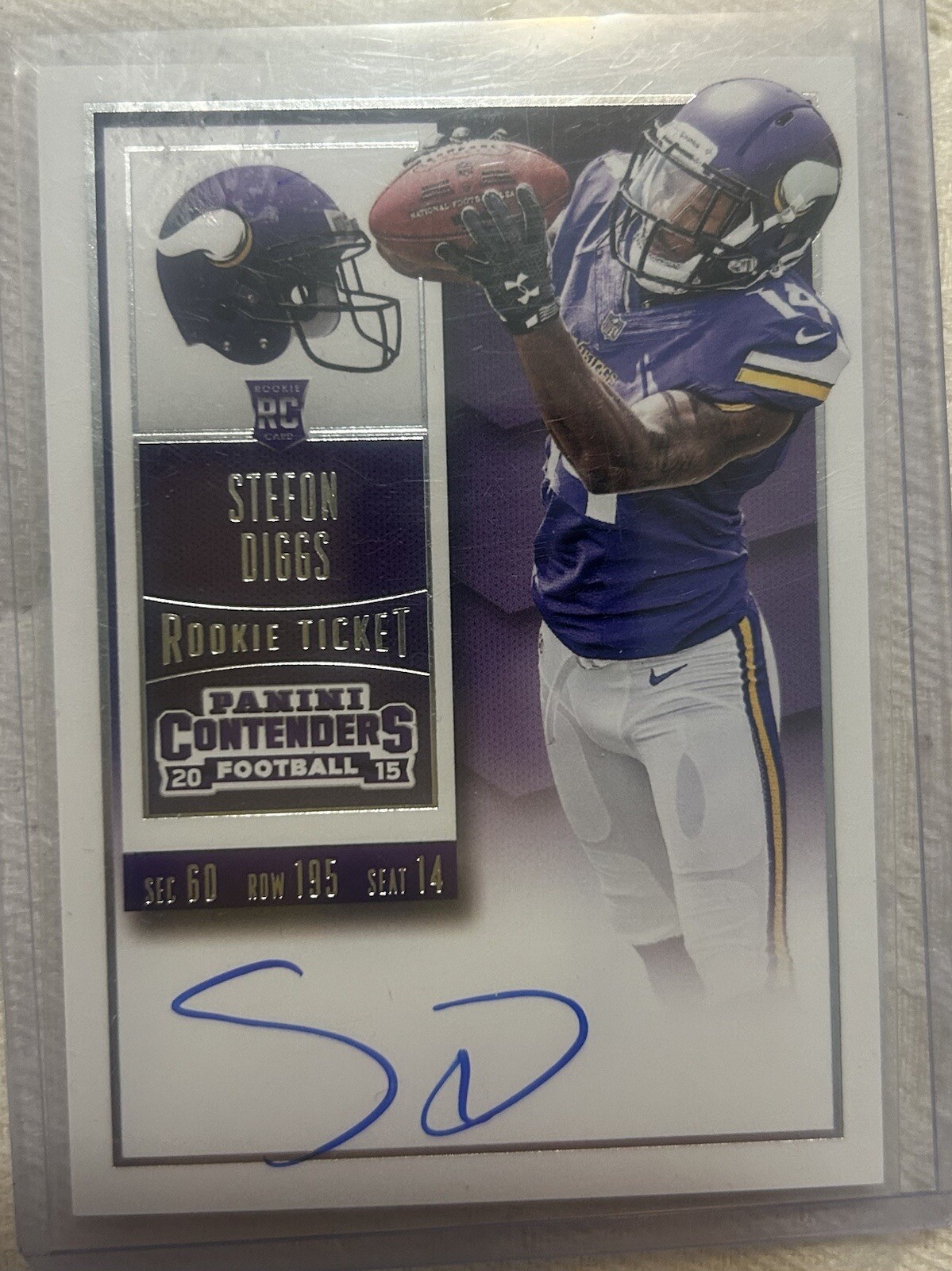 2015 Panini Contenders - Rookie Ticket RPS Base #235 Stefon Diggs (AU, RC)