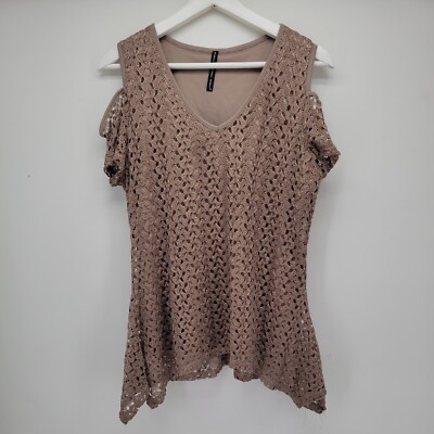 Womens Nine Four One Brown Open Shoulder Top Size M