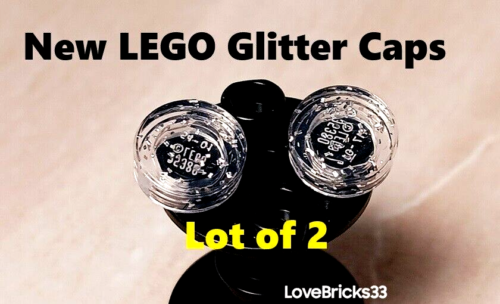 New LEGO Clear Glitter Caps Tile 1x1 Lid Lot of 2 Fancy Part Special Embedded - Picture 1 of 1