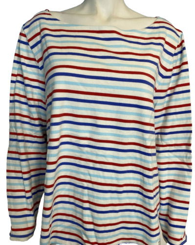 Talbots Plus Red, White, Blue Striped Boat Neck 3… - image 1