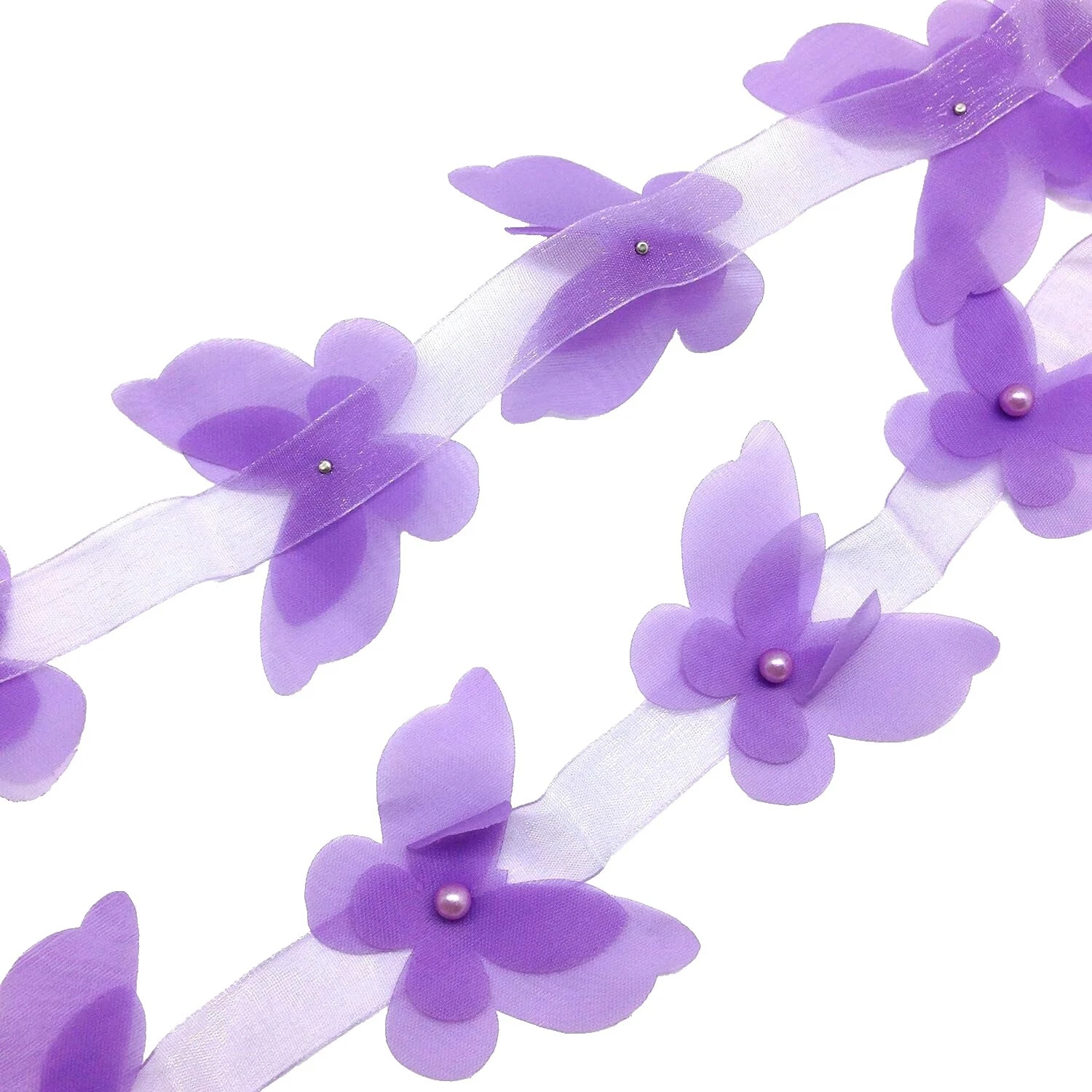 Encaje De Flores de organza Ribetes para Costura