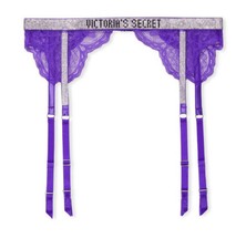 Victoria s Secret Shine Strap Lace Bright Violet Garter Belt Sz XS/S