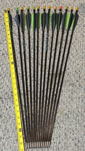 13 -Beman Hunter 50/70 Arrow Shafts w/nocks Target Tips  26"- 12 w/ VANES