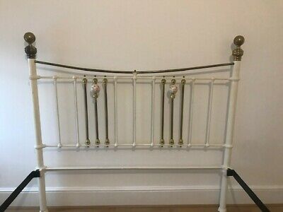 Buy Beautiful, Shabby Chic Victorian Bed, Antique White And Brass.