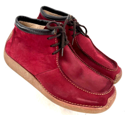 Travel Fox 045-SOL Leather Red Mid Lace-Up Moc pinch Boot Shoes Men's US 10.5