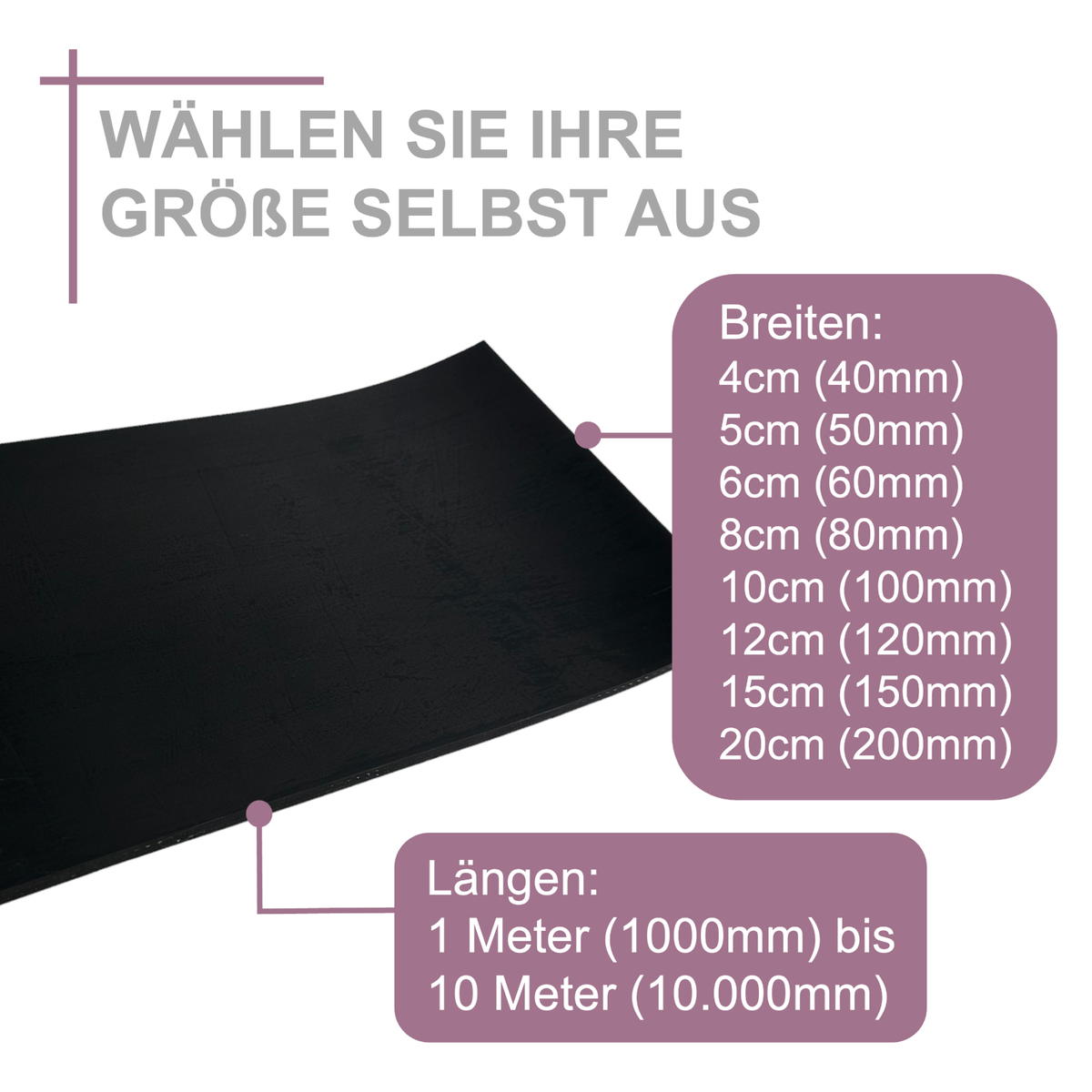 Gummistreifen Mit Gewebe 2000x120x20mm - Vielseitige Gummi-Matte Für Schürfleisten Und Abdichtungen