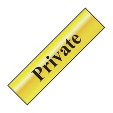 Scan Safety Sign 6012 Private - Polished Brass Effect 200 x 50mm