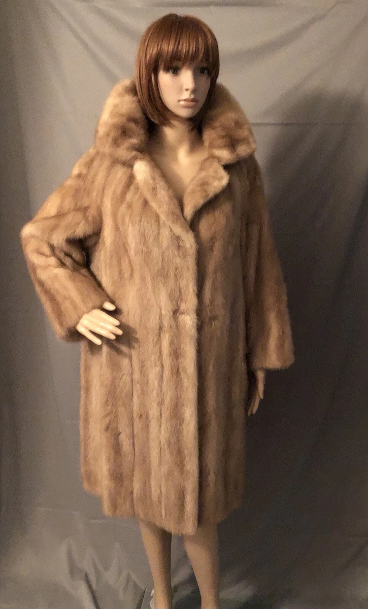 Vintage 1950s Mink Fur Coat Duplers Furs Honey Blond Dress Jacket 3/4  Sleeve M/L