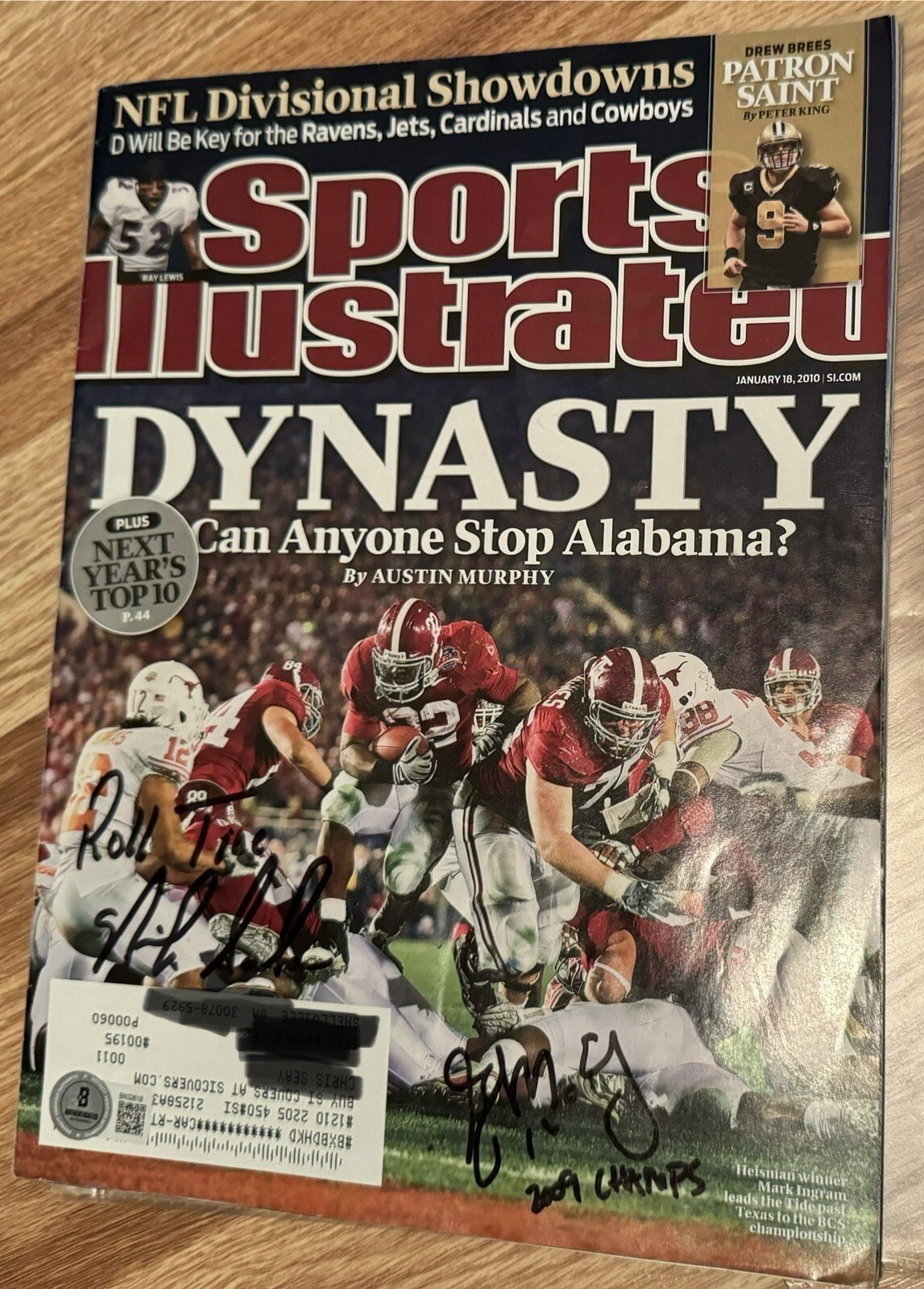 Nick Saban Autographed Signed Alabama Crimson Tide G. MCELROY AUTO Sports Illustrated Beckett BAS COA 