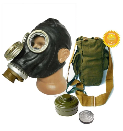 Black Gas mask GP-5M Rare Size-3 Large Soviet USSR Military FULL SET New