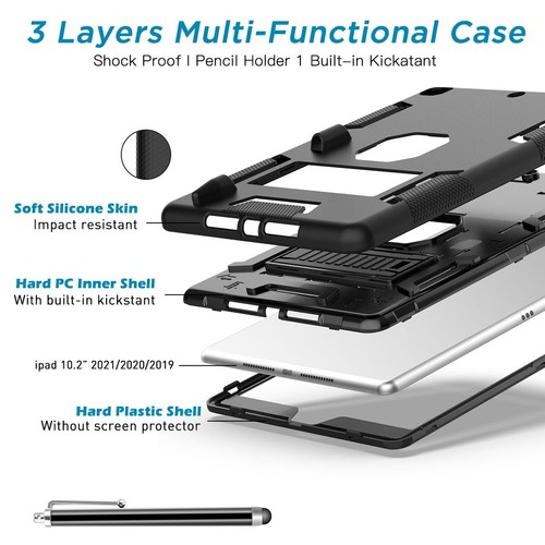 Für iPad 9. 8. 7. Generation 10.2 Hülle Stoßfest Robust Cover mit Ständer - Bild 4 von 52