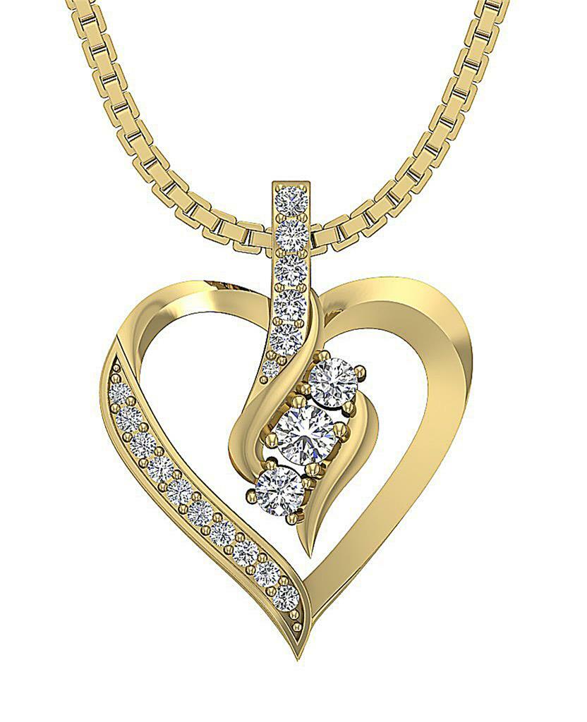 Heart Pendant Necklace Natural Diamond SI1 G 0.30 Carat 14K