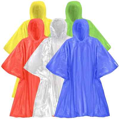 200 Individually Packaged Disposable Rain Ponchos - 5 Colors - One Size Fits All